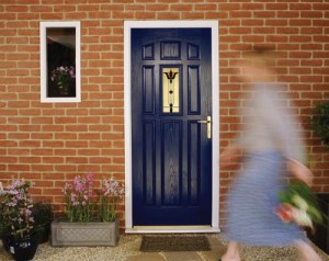 Composite Door Blue With Gold Furniture